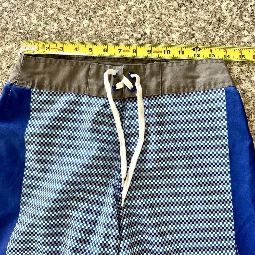 Bud Light Board Shorts Mens Size 30 Blue Checkered Swim Trunks Surf Beach Light